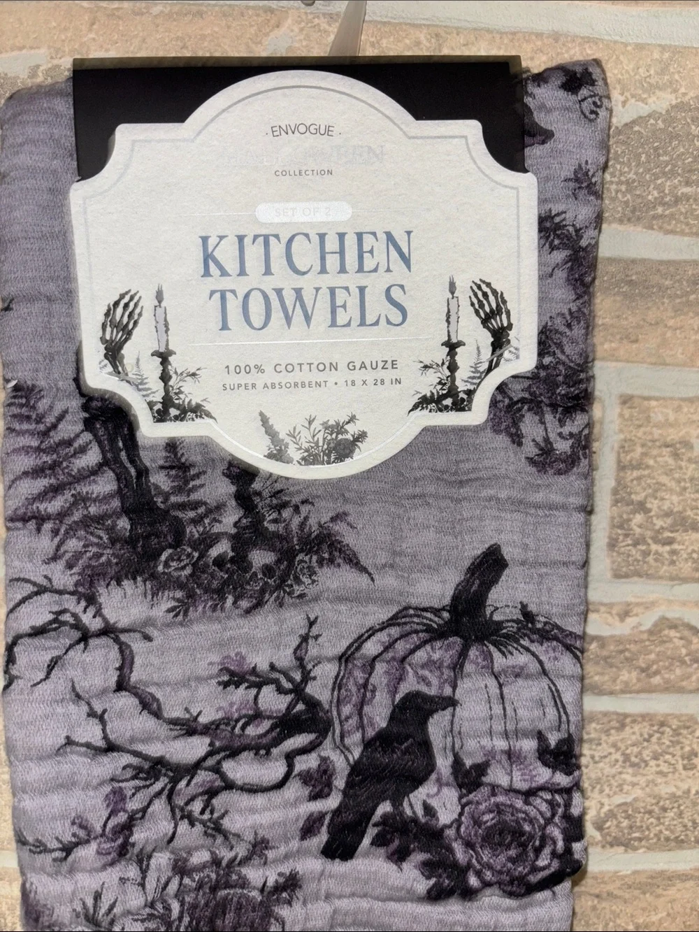 Envogue Halloween Kitchen Towel in Gray and Black